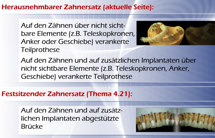Aufz&auml;hlung der Versorgungsm&ouml;glichkeiten